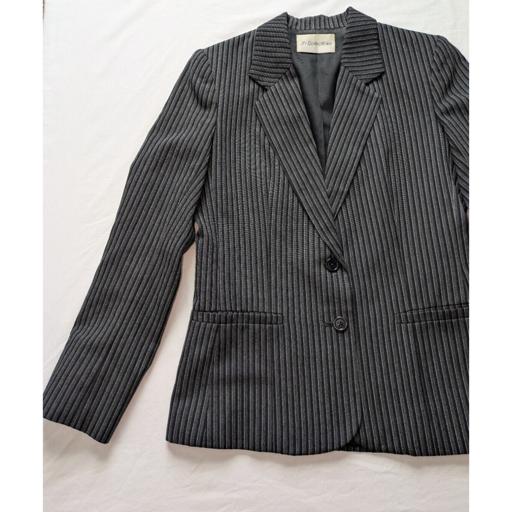 Vintage JH Collectibles Wool Blazer Womens Size 6 Vertical Pin Stripe Jacket USA - Picture 3 of 11